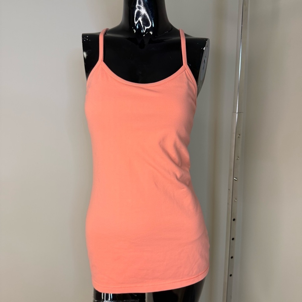 Lululemon Power Y Tank – Coral Peach • Size 8 • Built-In Bra • Racerback